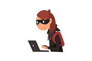 Female Hacker in Black Mask