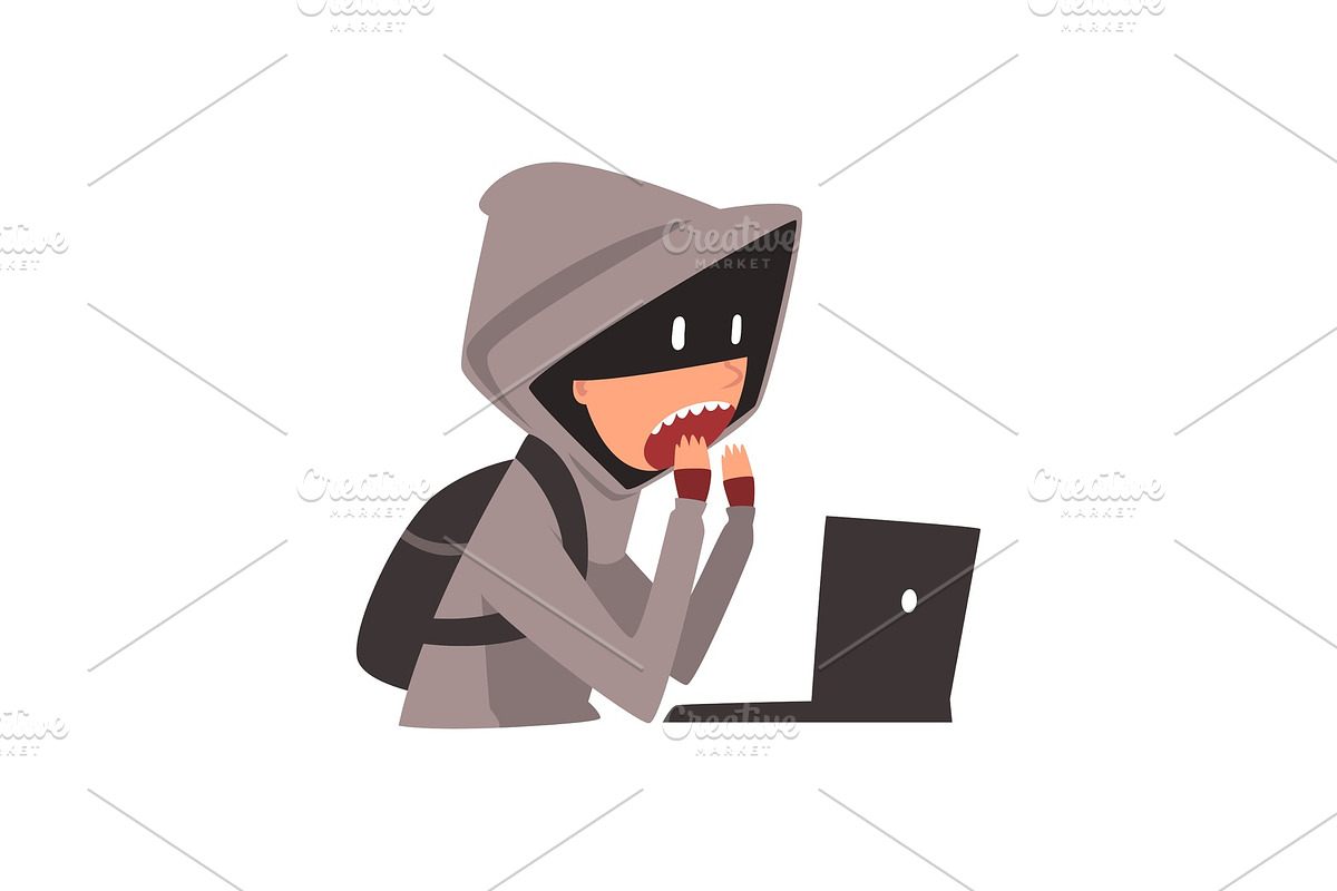 Hacker in Hoodie and Mask Trying to in Illustrations - product preview 8