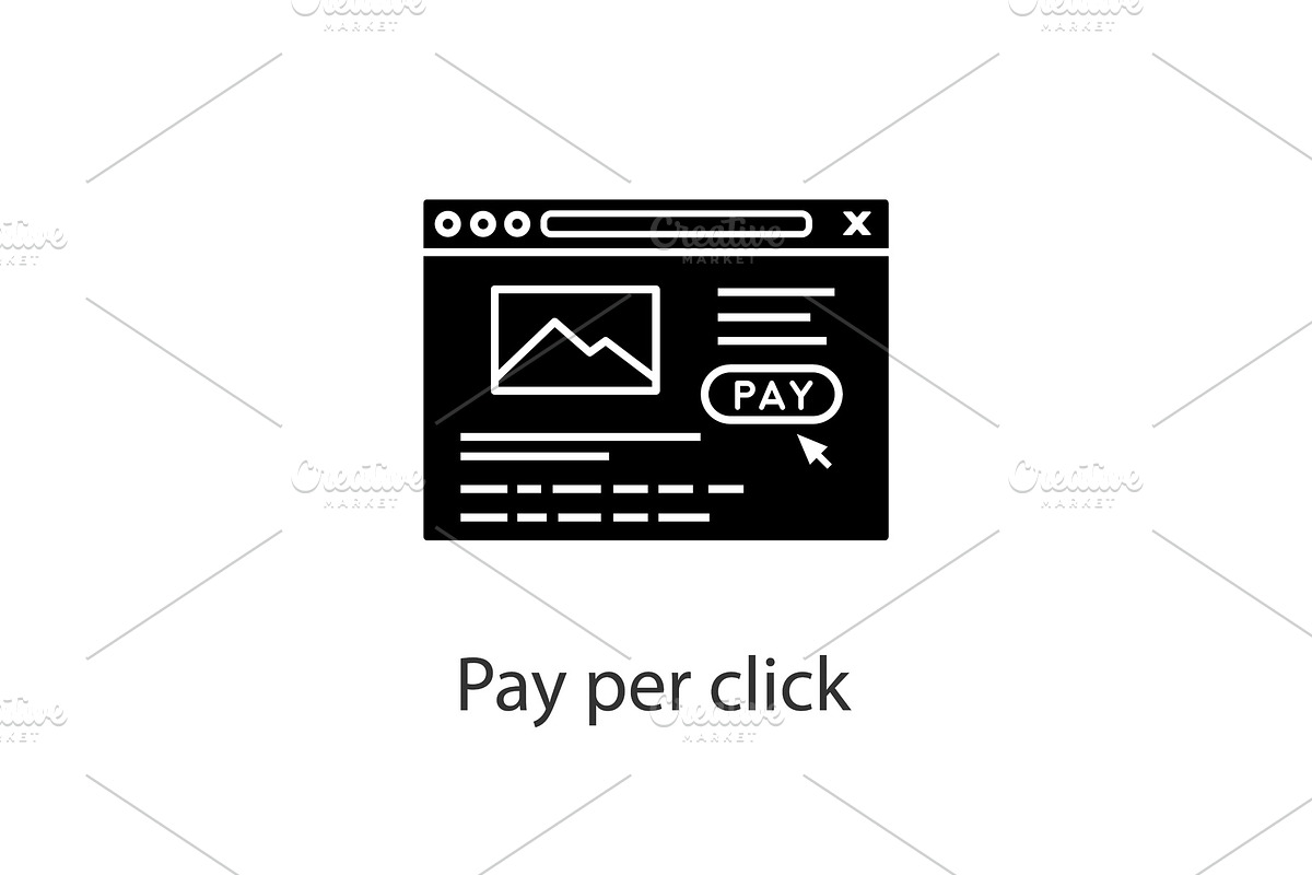 Pay per click glyph icon in Icons - product preview 8