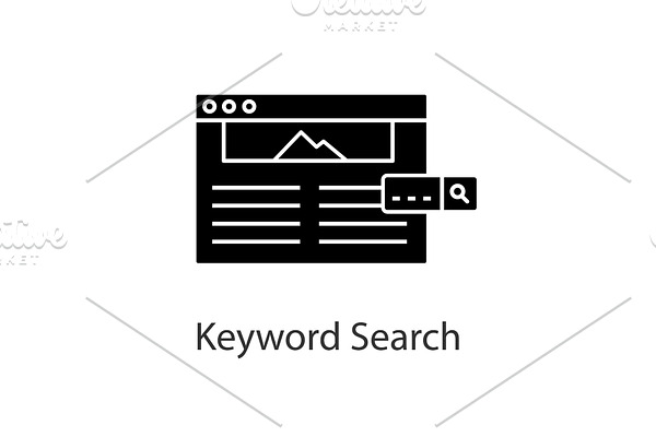 Keyword searching glyph icon