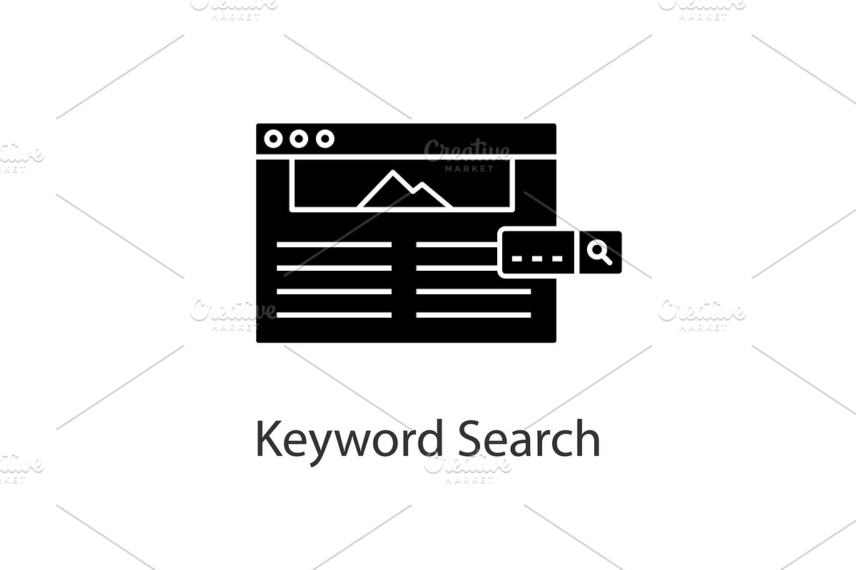 Keyword searching glyph icon in Icons - product preview 8