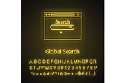 Web search engine neon light icon