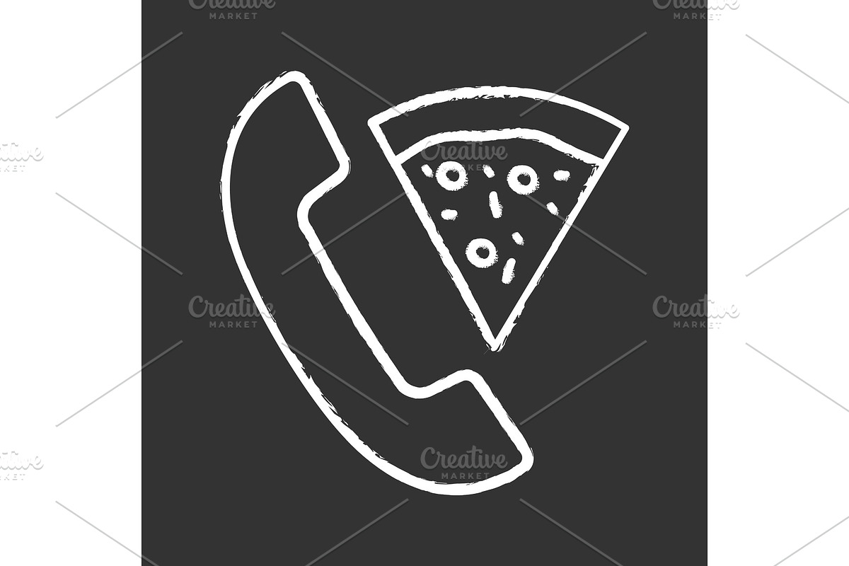 Pizza delivery call chalk icon in Icons - product preview 8