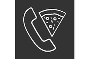 Pizza delivery call chalk icon