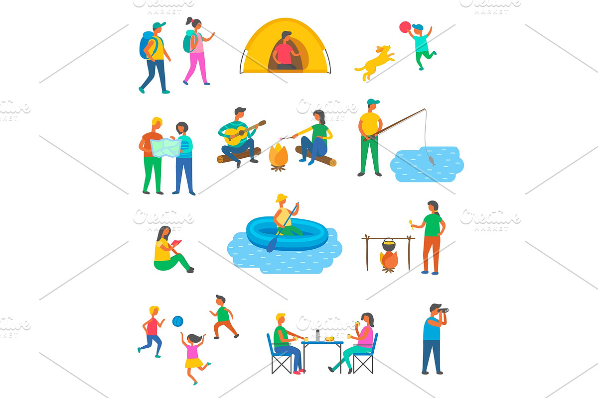 Camping and Tourists, Outdoor in Illustrations - product preview 8