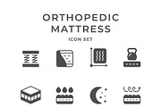 Set icons of orthopedic mattress
