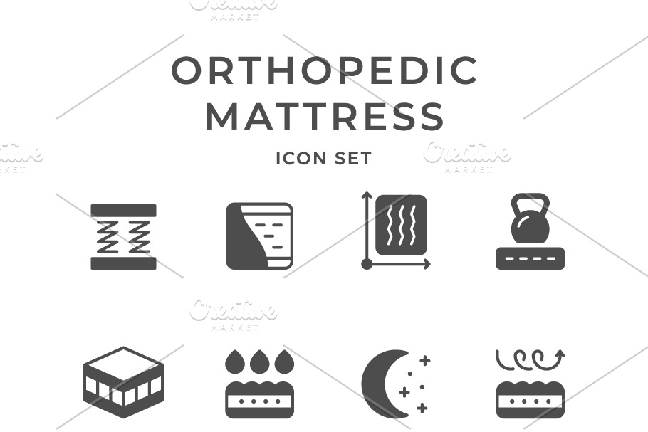 Set icons of orthopedic mattress in Icons - product preview 8
