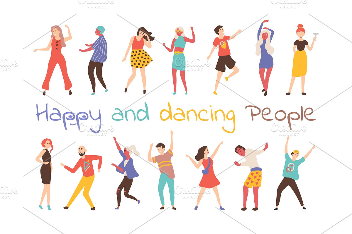Happy Dancing People Vector Cartoon in Illustrations - product preview 8