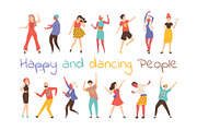 Happy Dancing People Vector Cartoon
