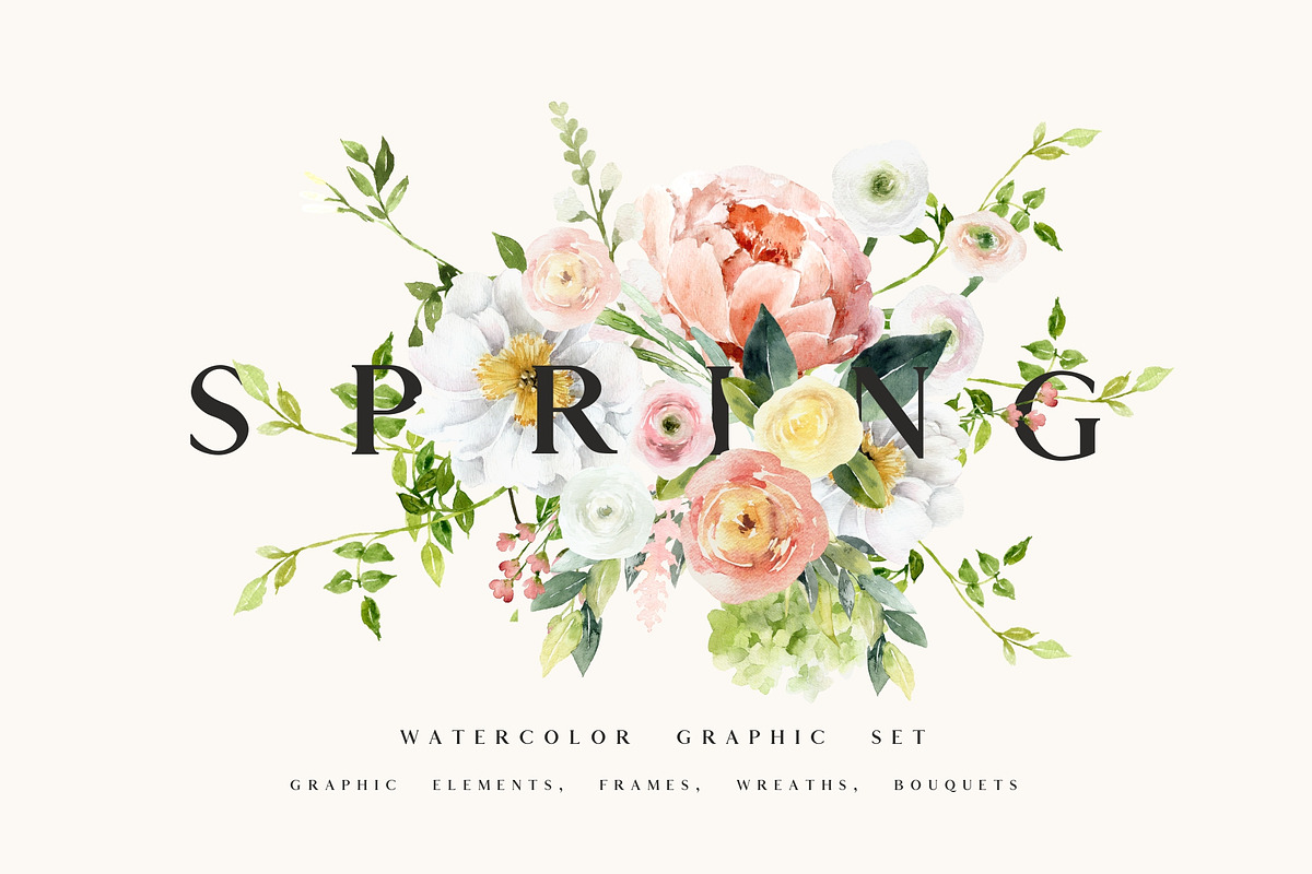 SPRING collection - watercolor set in Illustrations - product preview 8