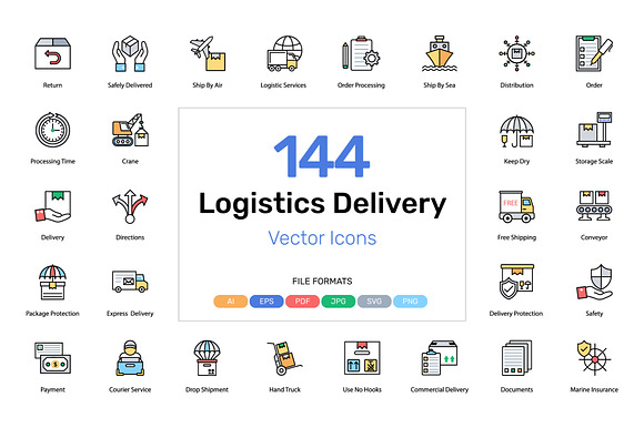 144 Logistics Delivery Vector Icons in Icons - product preview 4