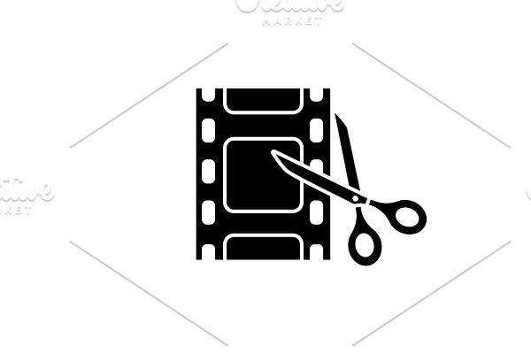 Video editing software glyph icon