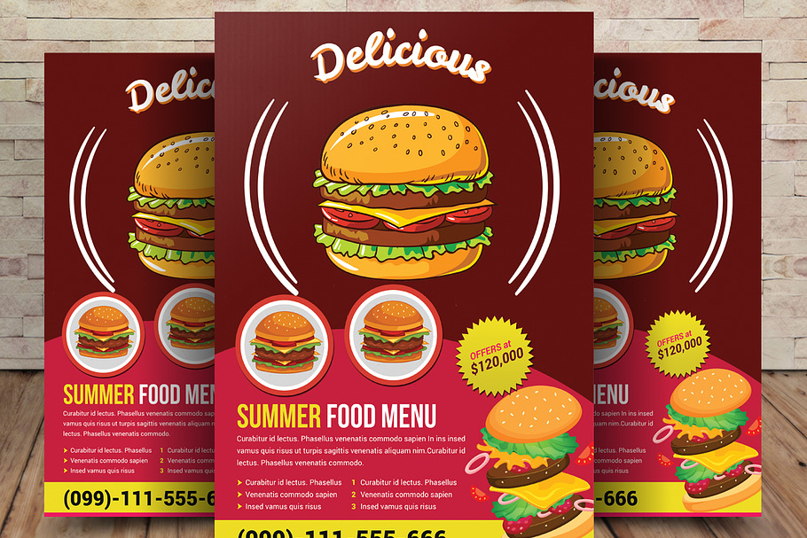 Fast Food Menu Flyer Psd Template in Flyer Templates - product preview 8