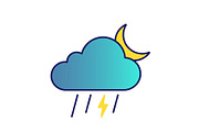 Night thunderstorm color icon