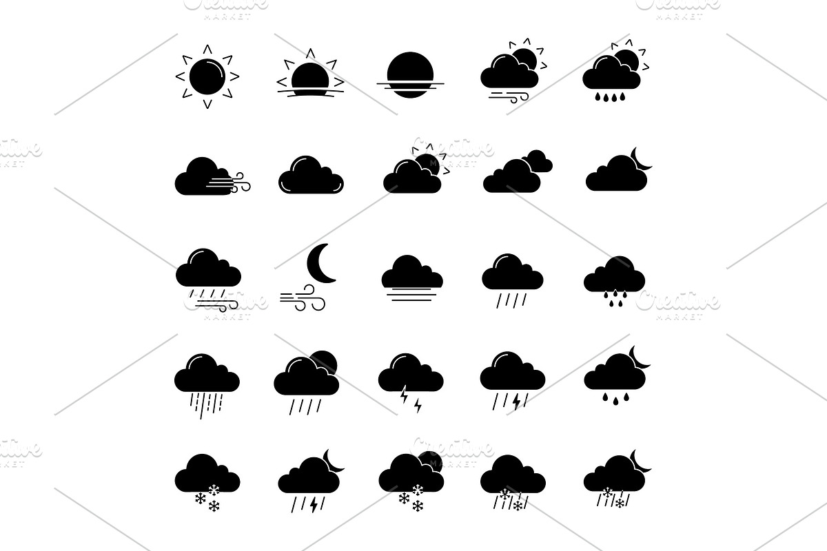 Weather forecast glyph icons set in Icons - product preview 8