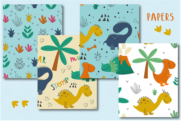 Dinoland papers in Patterns - product preview 1