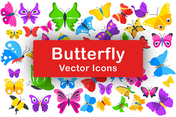 100 Flat Butterfly Vector Icons in Icons - product preview 1
