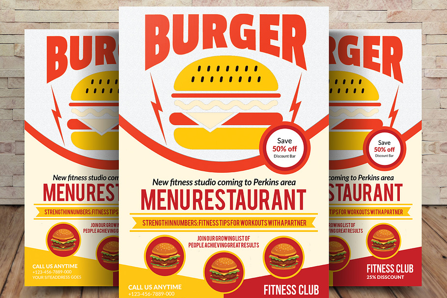 Burger Time Flyer Template in Flyer Templates - product preview 8