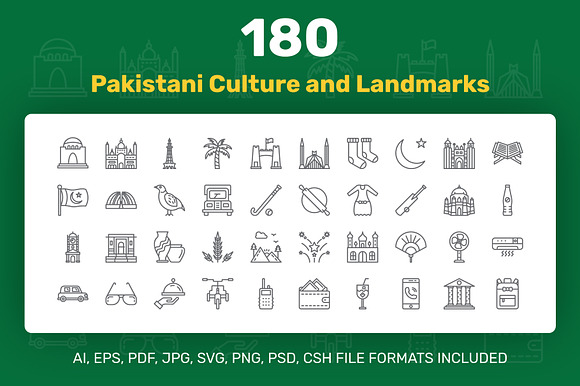 Pakistani Culture and Landmark Icons in Icons - product preview 1