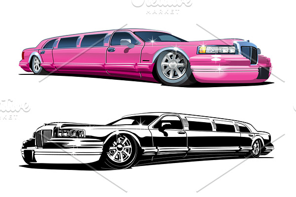 Vector Cartoon limousines, colour
