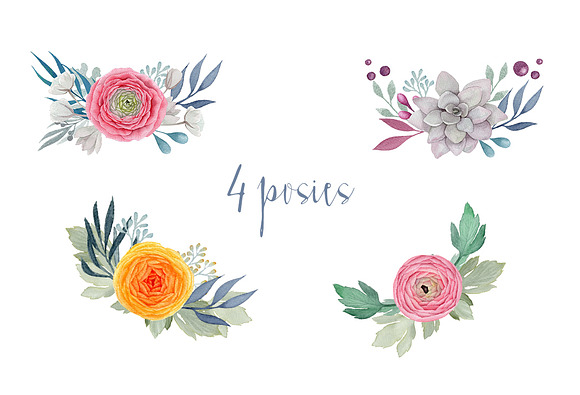 Fantasia. Watercolor flowers pack in Illustrations - product preview 2