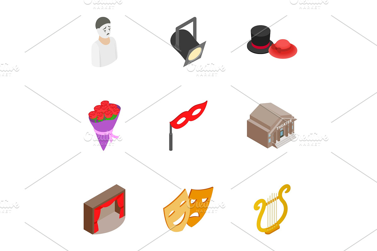 Opera icons set, isometric 3d style in Illustrations - product preview 8