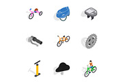 Bicycle equipment icons set