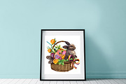 Easter Basket watercolor clipart