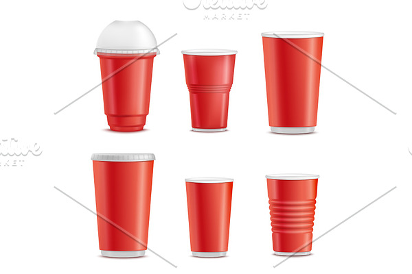 Vector red plastic disposable cup