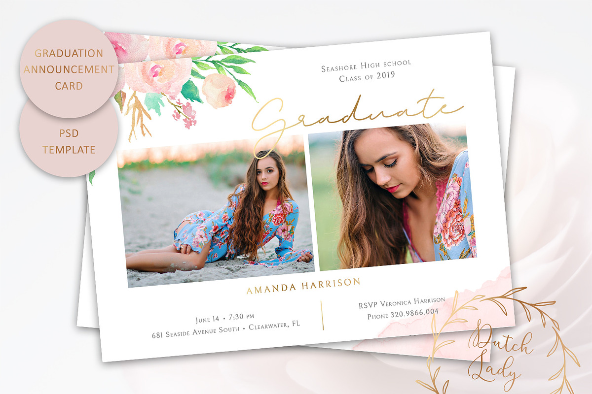 PSD Graduation Announcement Card #3 in Card Templates - product preview 8