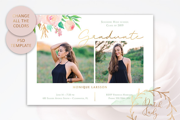 PSD Graduation Announcement Card #3 in Card Templates - product preview 2