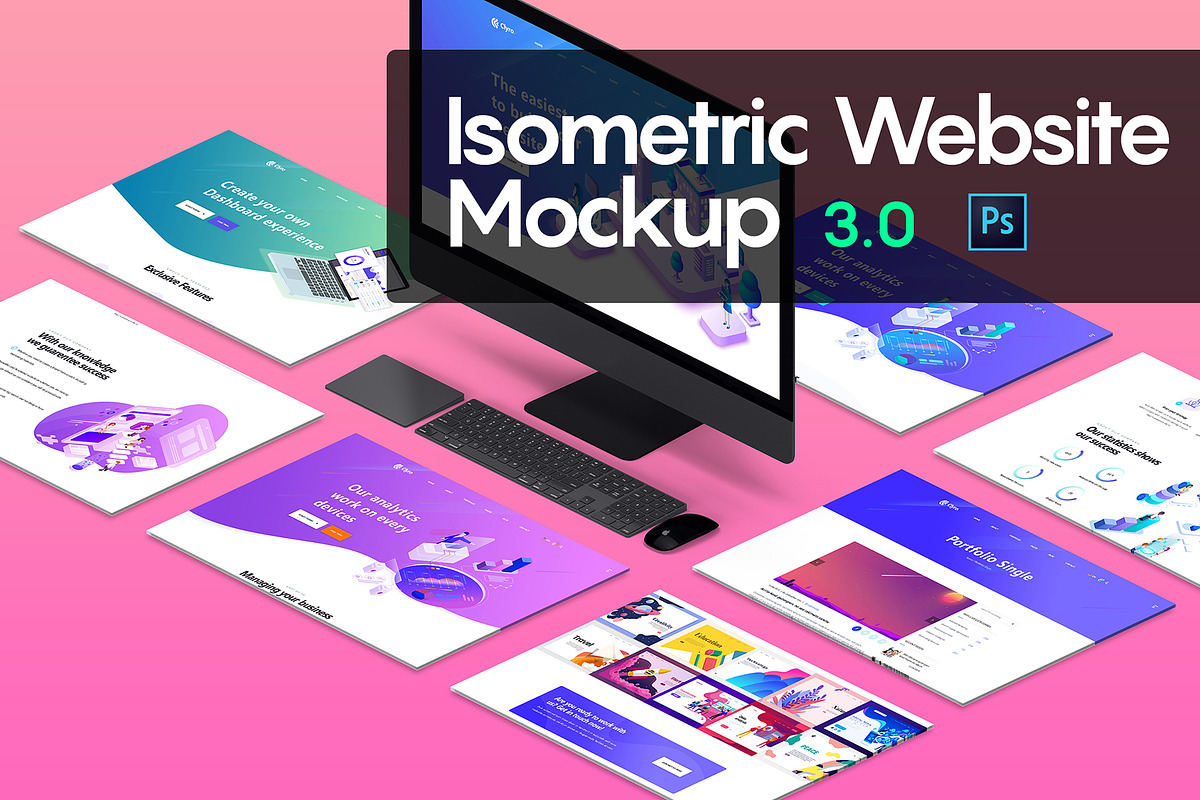 Isometric Website Mockup 3.0 in Mobile & Web Mockups - product preview 8