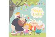 Cute family celebrating Easter