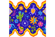 Mexican pattern with cute naive art