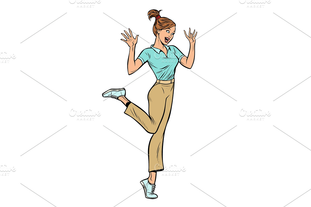 Woman surprise funny emotion in Illustrations - product preview 8
