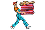 young man pizza boy, food delivery