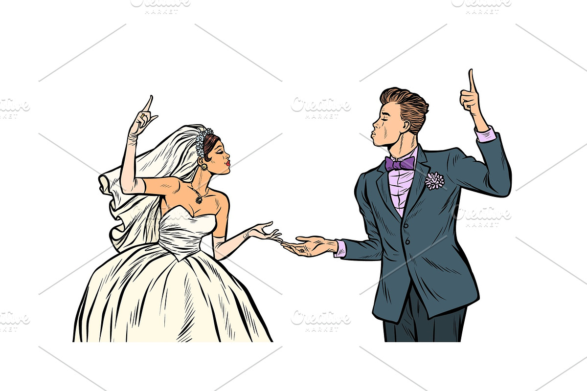 bride and groom, wedding couple in Illustrations - product preview 8