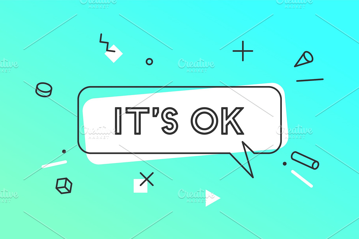 Its OK. Banner, speech bubble in Illustrations - product preview 8