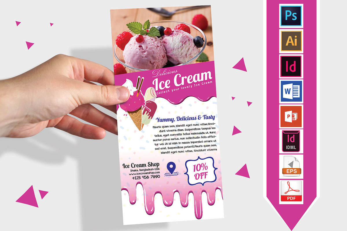 Rack Card | Ice Cream Shop DL Flyer in Flyer Templates - product preview 8