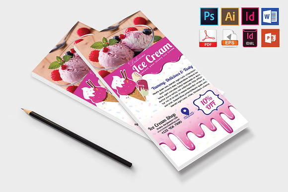 Rack Card | Ice Cream Shop DL Flyer in Flyer Templates - product preview 2