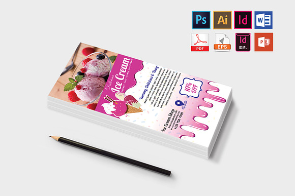 Rack Card | Ice Cream Shop DL Flyer in Flyer Templates - product preview 3