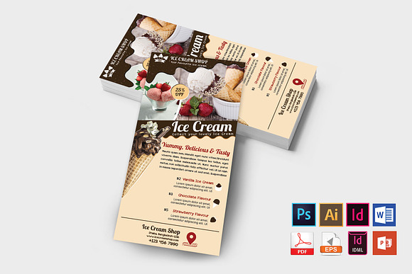 Rack Card | Ice Cream Shop DL Flyer in Flyer Templates - product preview 1
