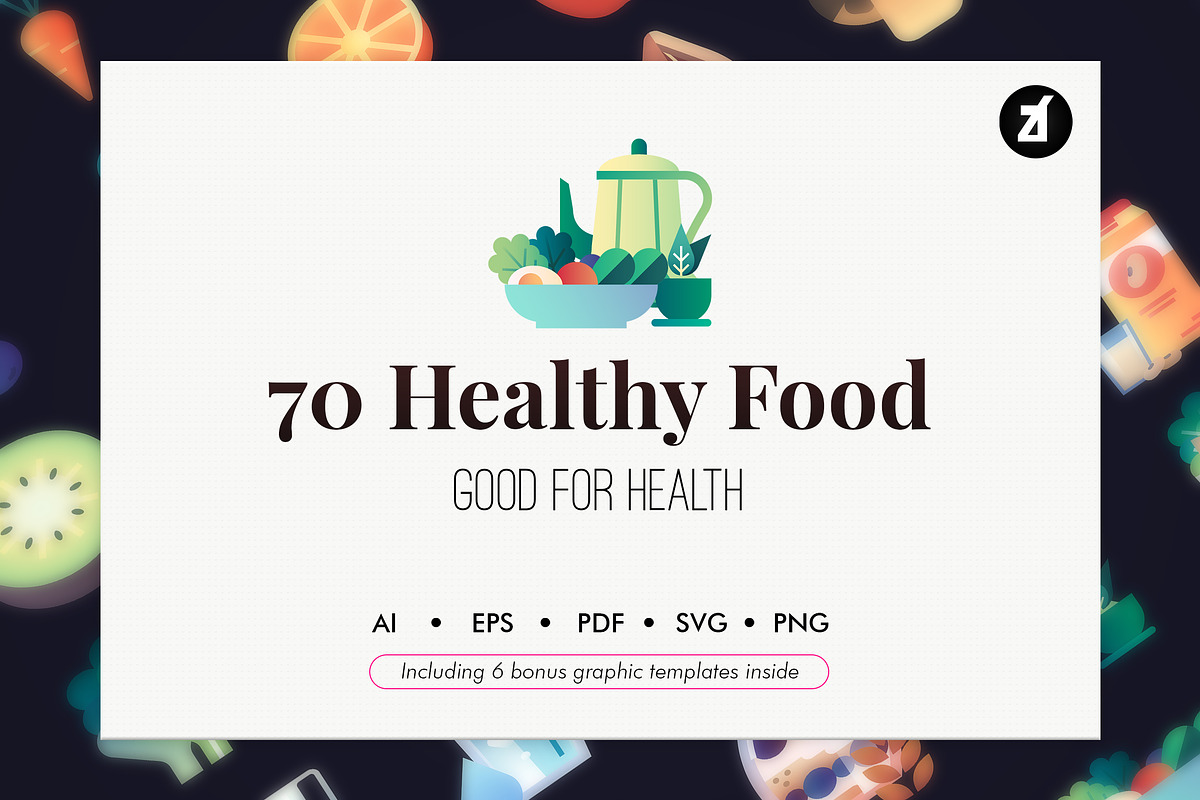 70 Healthy Food with bonus graphics in Food Icons - product preview 8