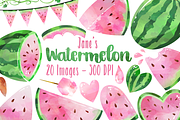 Watercolor Pink Watermelons Clipart