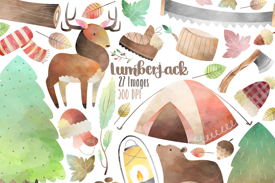Watercolor Lumberjack Clipart