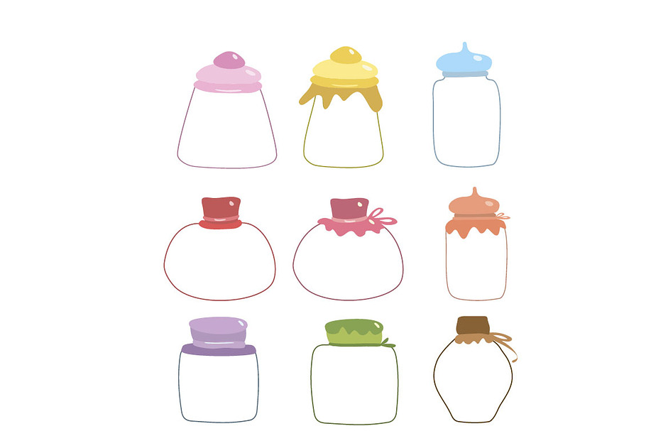 Set of empty jars drawing vector