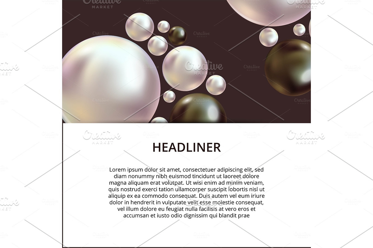Shiny pearls frame on background in Objects - product preview 8