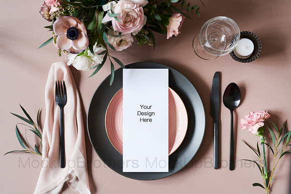 Wedding menu card mockup mock up in Product Mockups - product preview 1