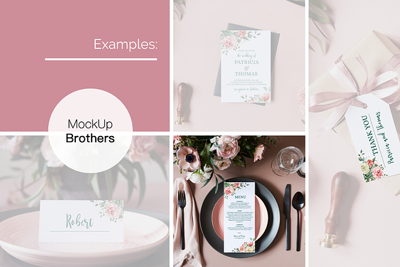Wedding menu card mockup mock up in Product Mockups - product preview 2