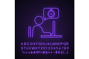Time management neon light icon